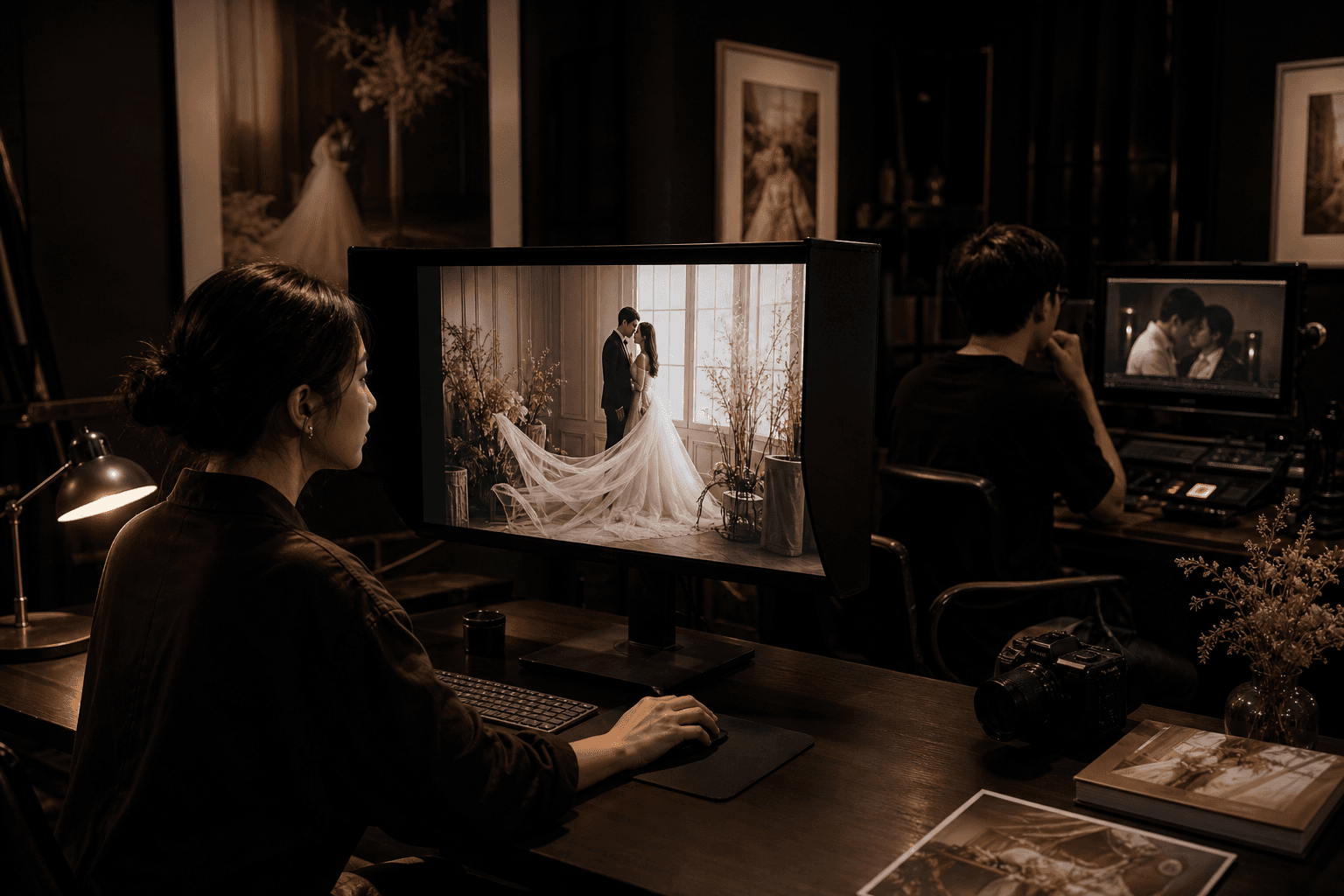 Đội ngũ hậu kỳ VIỆT tuyển chọn và hoàn thiện hình ảnh cưới trong studio
